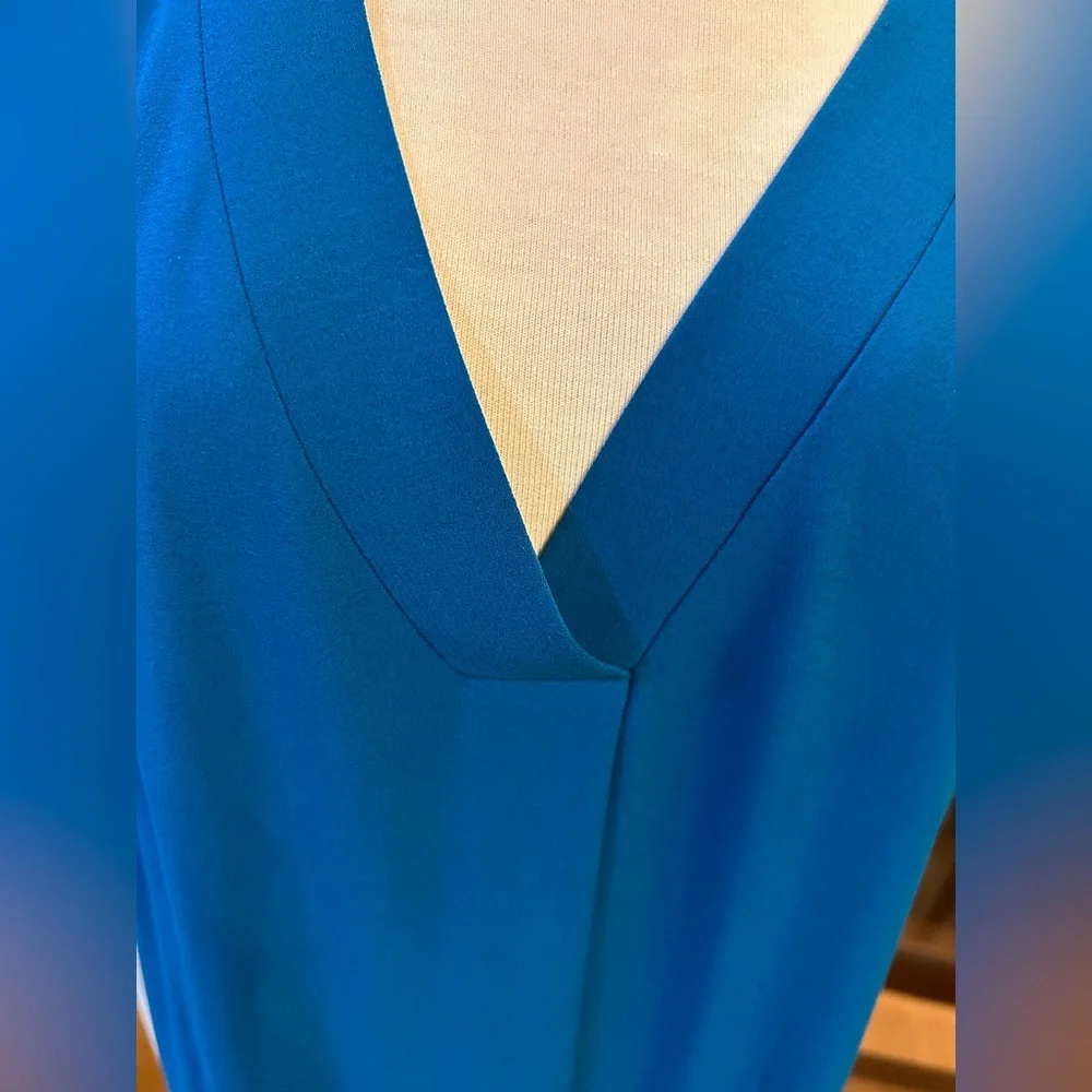 EILEEN FISHER Silk Georgette Crepe V-Neck Dress in Jewel. Size XL NWT - Picture 13 of 14